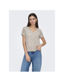 T-shirt col v stephi beige femme - Only