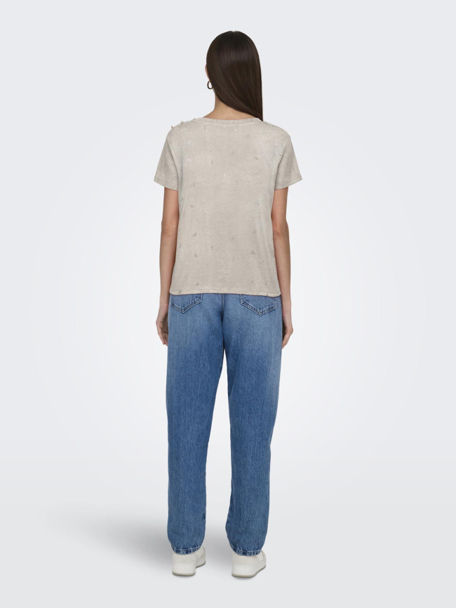 T-shirt col v stephi beige femme - Only