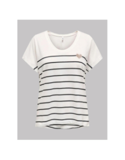 T-shirt rayé emily coeur blanc noir femme - Only
