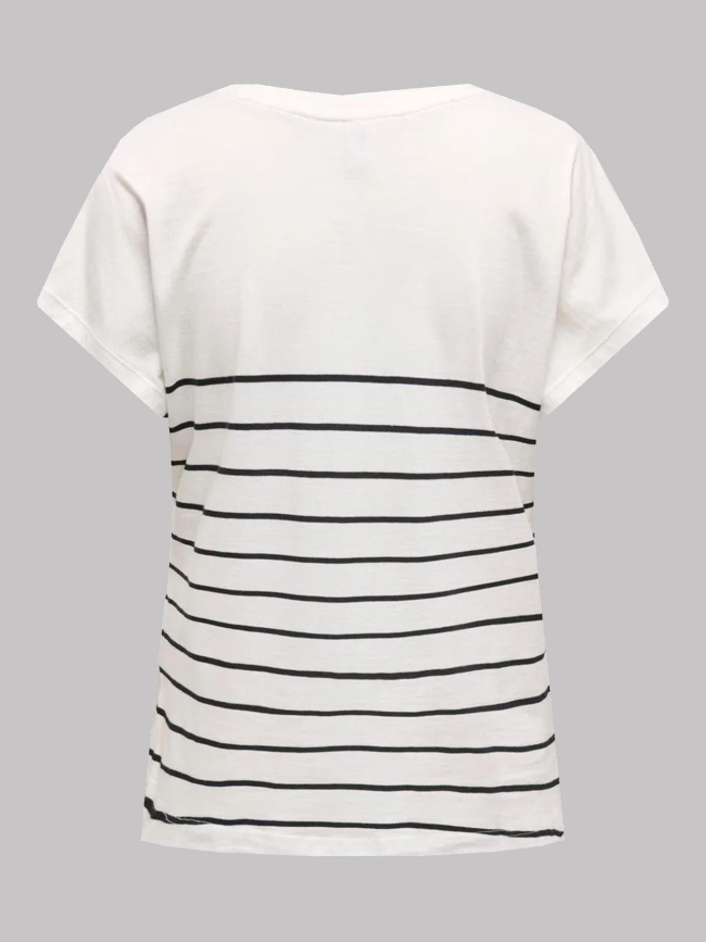 T-shirt rayé emily coeur blanc noir femme - Only