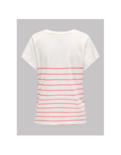 T-shirt rayé emily coeur blanc rose femme - Only