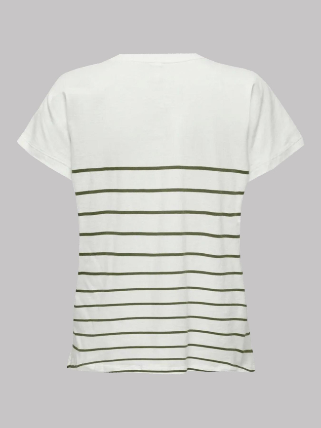 T-shirt rayé emily coeur blanc kaki femme - Only