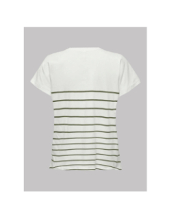 T-shirt rayé emily coeur blanc kaki femme - Only