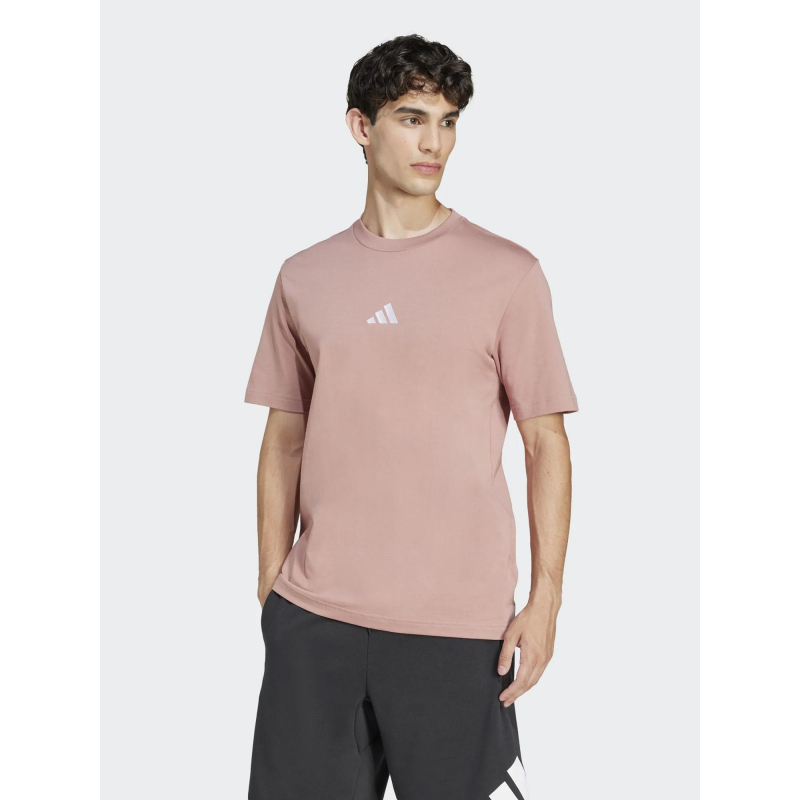T-shirt à manches courtes logo brodé rose homme - Adidas