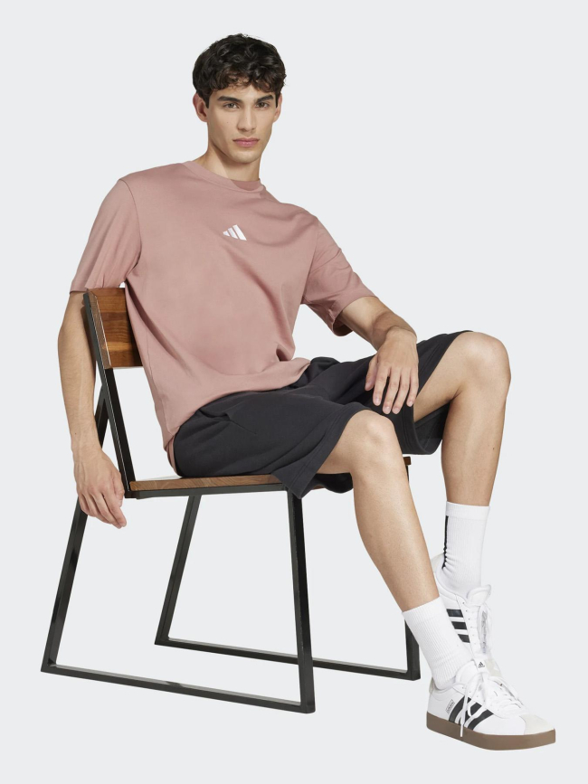 T-shirt à manches courtes logo brodé rose homme - Adidas