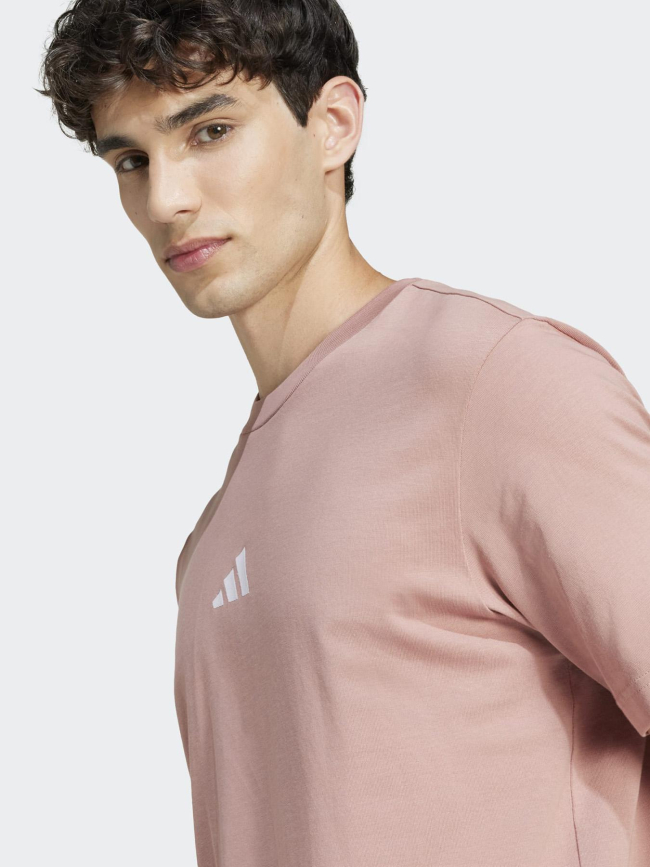 T-shirt à manches courtes logo brodé rose homme - Adidas