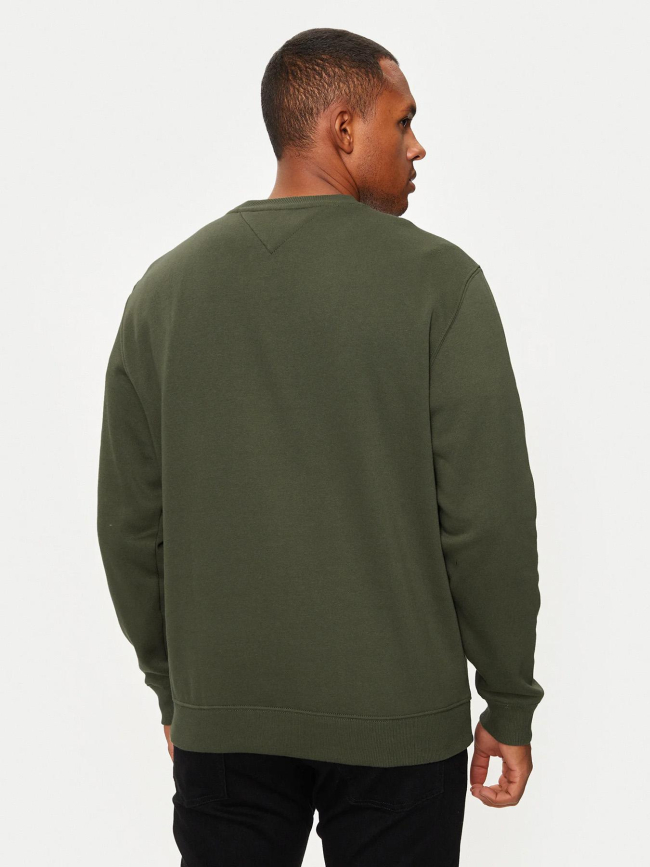 Sweat à col rond regular flag kaki homme - Tommy Jeans