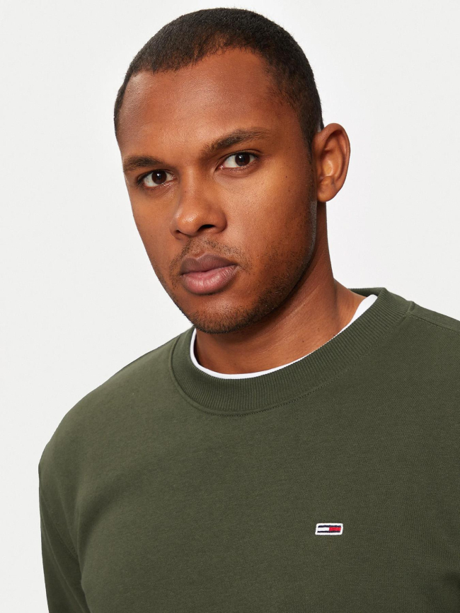 Sweat à col rond regular flag kaki homme - Tommy Jeans