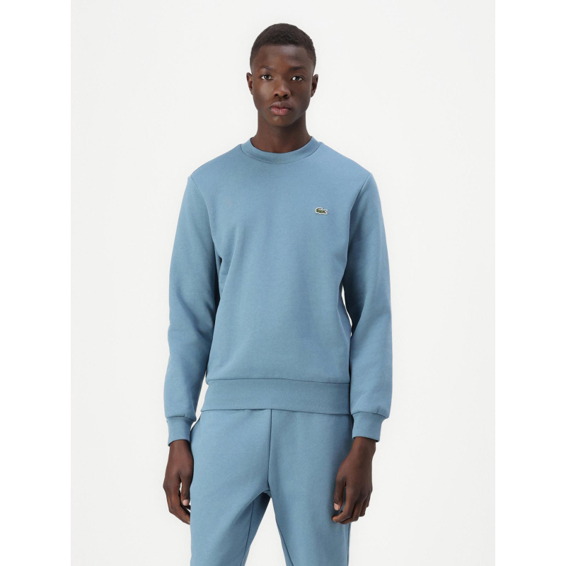 Sweat à col rond petit logo bleu homme - Lacoste