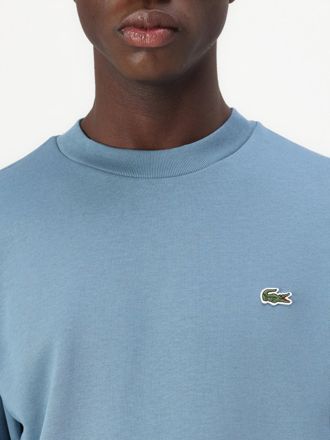 Sweat à col rond petit logo bleu homme - Lacoste