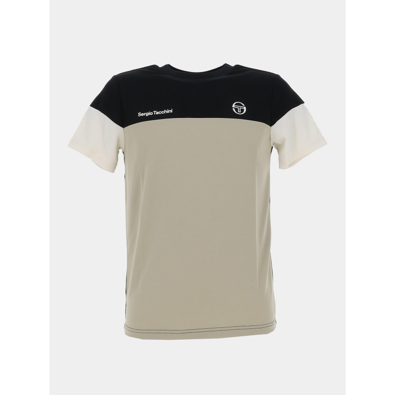 T-shirt mc prave beige et noir homme - Sergio Tacchini