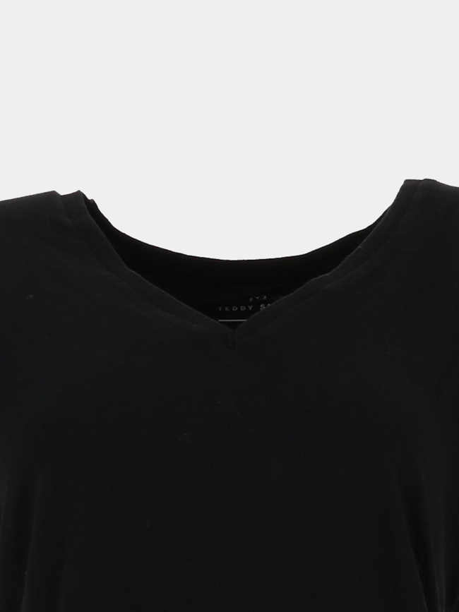 T-shirt à manches courtes et col v t-mia noir femme - Teddy Smith
