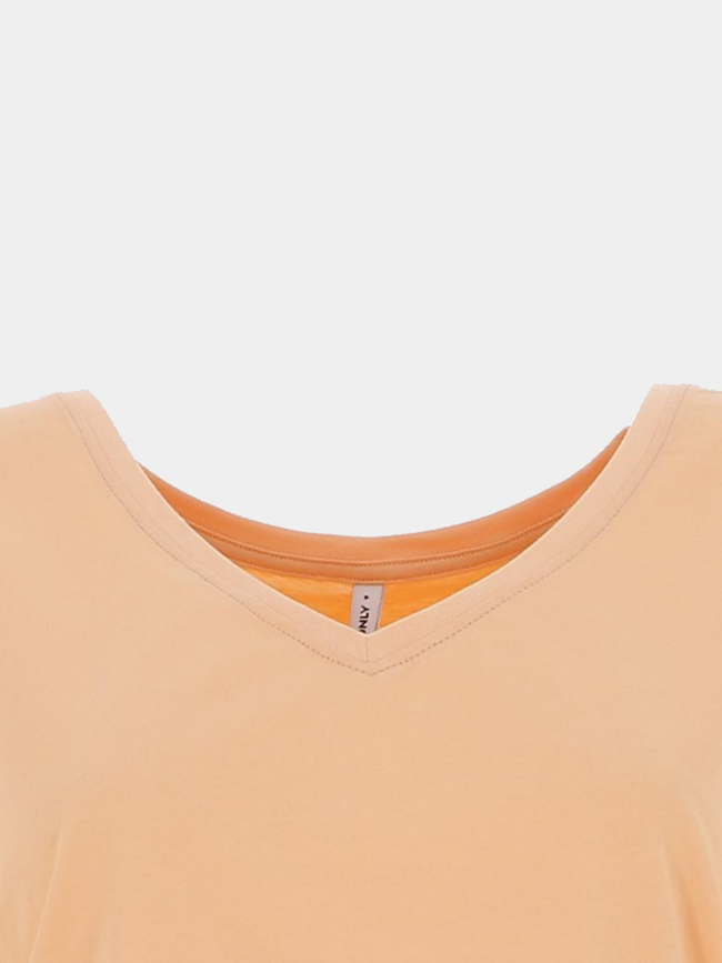 T-shirt regular col v winnie orange femme - Only