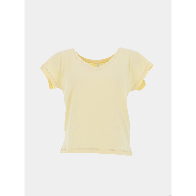 T-shirt regular col v winnie jaune femme - Only