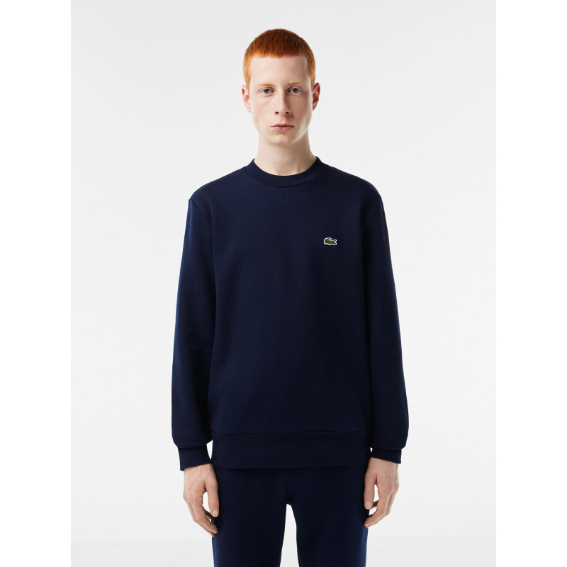 Sweat molleton à col rond bleu marine homme - Lacoste