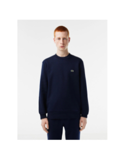 Sweat molleton à col rond bleu marine homme - Lacoste