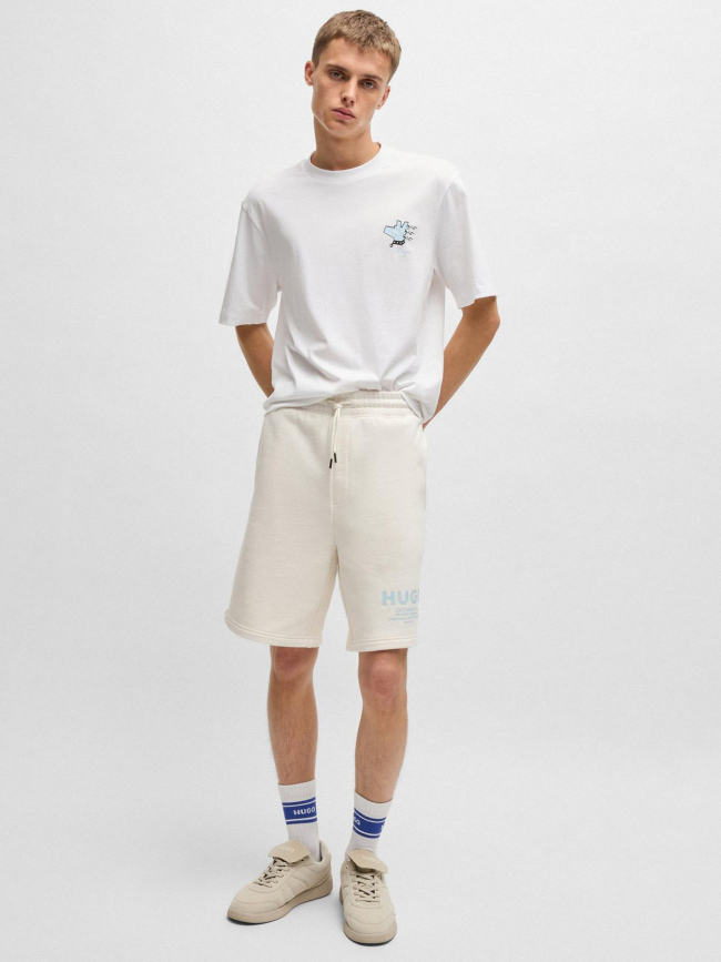 Short en molleton de coton nomario beige homme - Hugo