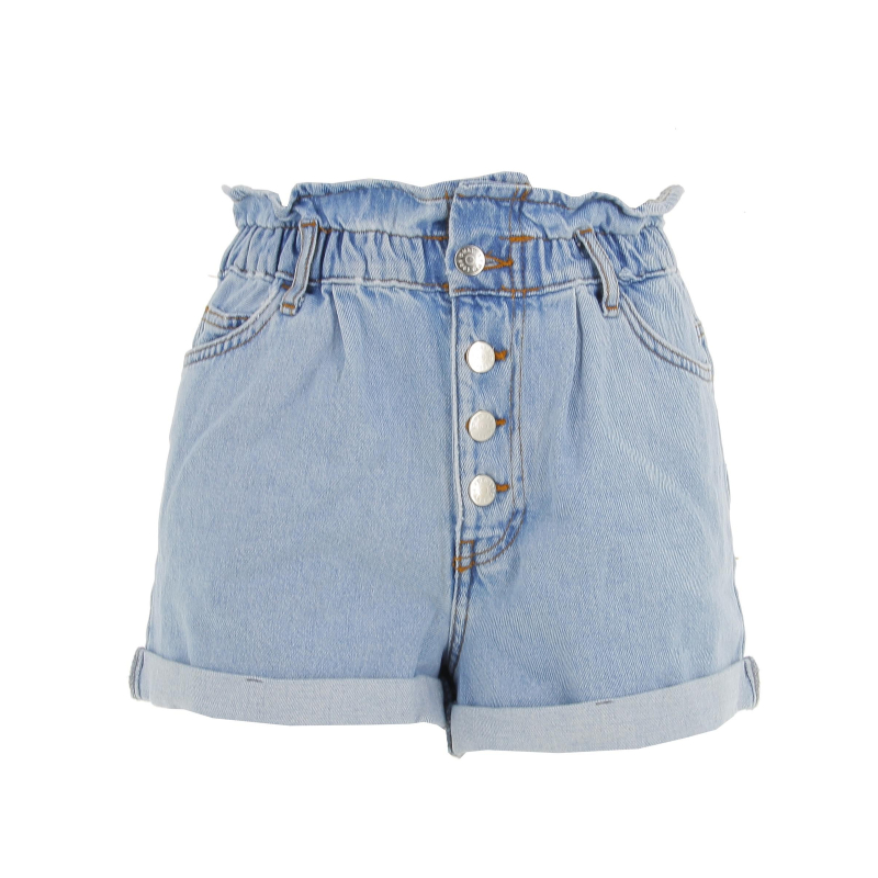 Short paperbag denim bleu femme - Only