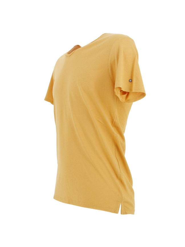 T-shirt uni col v goa jaune homme - Teddy Smith