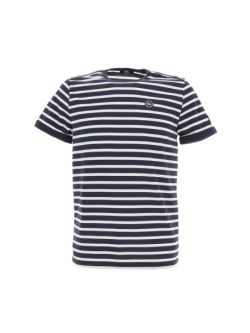 T-shirt col rond marinière romain blanc homme Tbs wimod