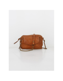 Sac bandoulière naina en cuir marron femme - Pieces