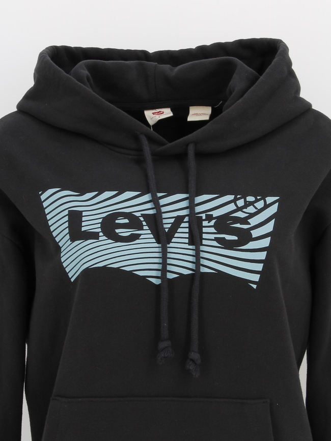 Sweat à capuche graphic wavy noir femme - Levi's