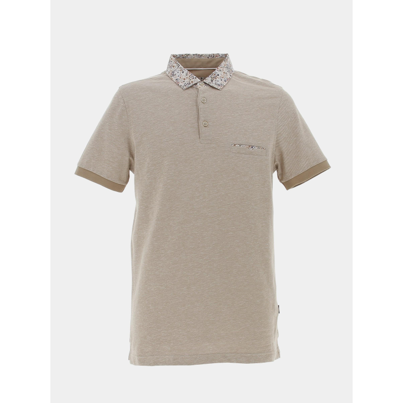 Polo guylaine col fleuri beige homme - Izac