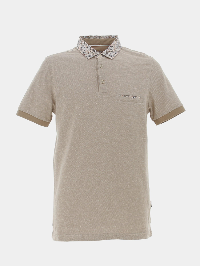 Polo guylaine col fleuri beige homme - Izac