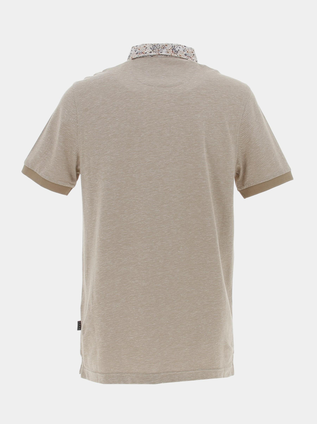 Polo guylaine col fleuri beige homme - Izac