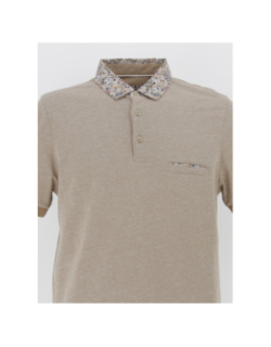 Polo guylaine col fleuri beige homme - Izac