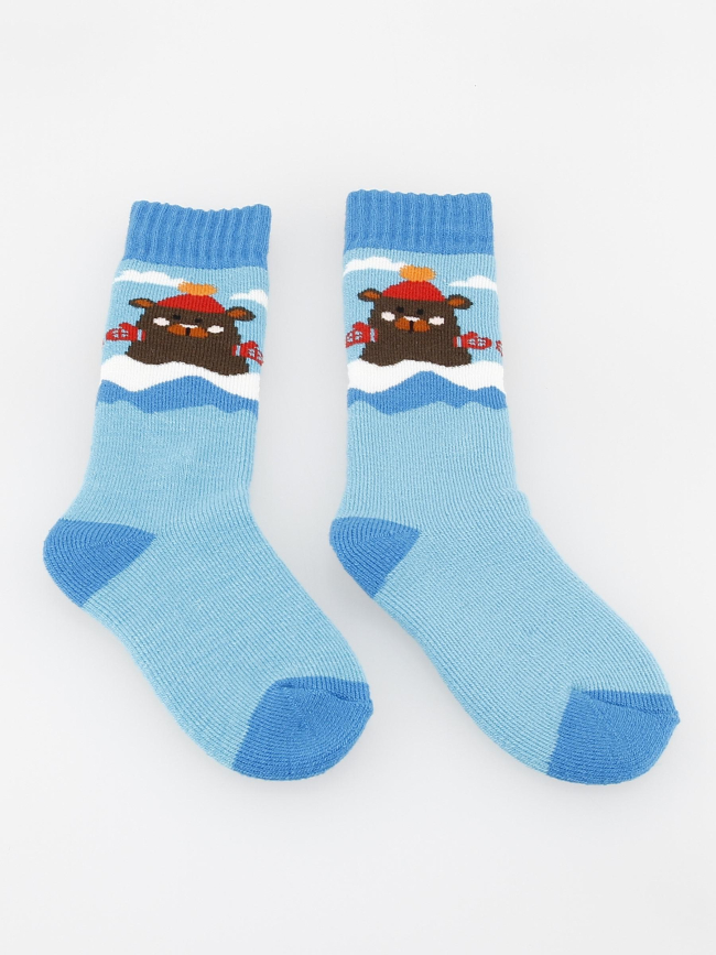 Pack 2 paires chaussettes ski ourson bleu enfant - Thyo