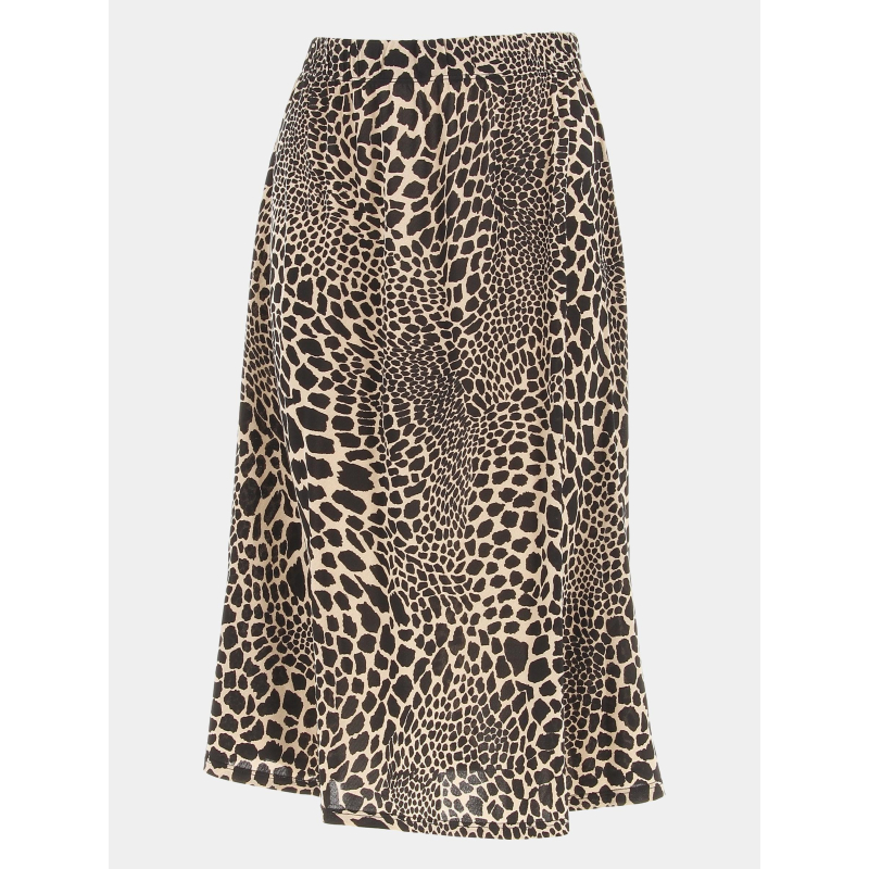Jupe mi-longue jobbie léopard beige femme - Morgan