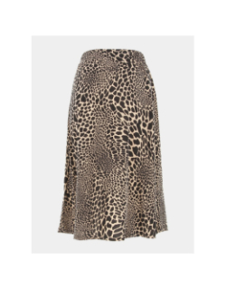 Jupe mi-longue jobbie léopard beige femme - Morgan