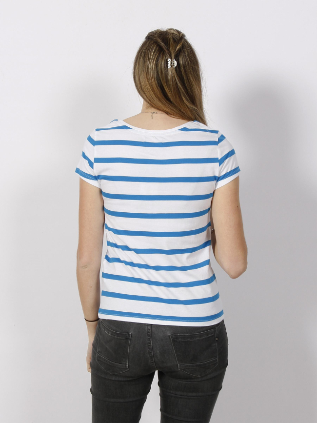 T-shirt marinière strass blanc bleu femme - Little Marcel