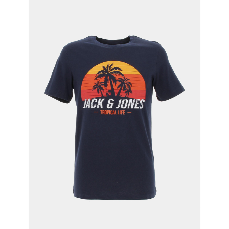 T-shirt tropical james bleu marine homme - Jack & Jones