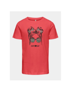 T-shirt kita sylvia corail fille - Only