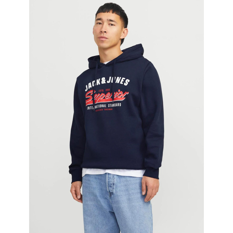 Sweat à capuche jjelogo bleu marine homme - Jack & Jones