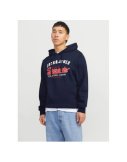 Sweat à capuche jjelogo bleu marine homme - Jack & Jones