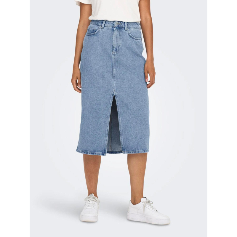 Jupe midi en denim onlbianca bleu femme - Only