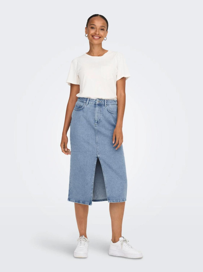 Jupe midi en denim onlbianca bleu femme - Only
