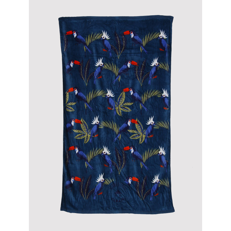 Serviette de plage rectangle oiseaux punta cana bleu - Cabaïa