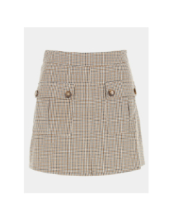 Jupe alsaw prince de galles beige femme - La Petite Etoile