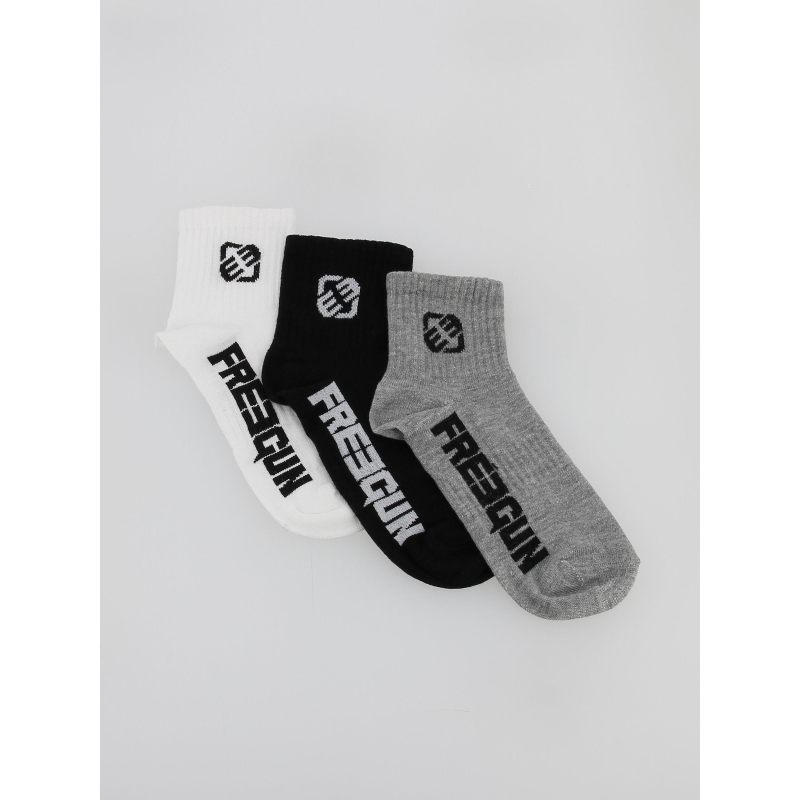 Pack 3 paires chaussettes noir/gris/blanc enfant - Freegun