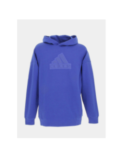 Sweat à capuche logo relief bleu enfant - Adidas