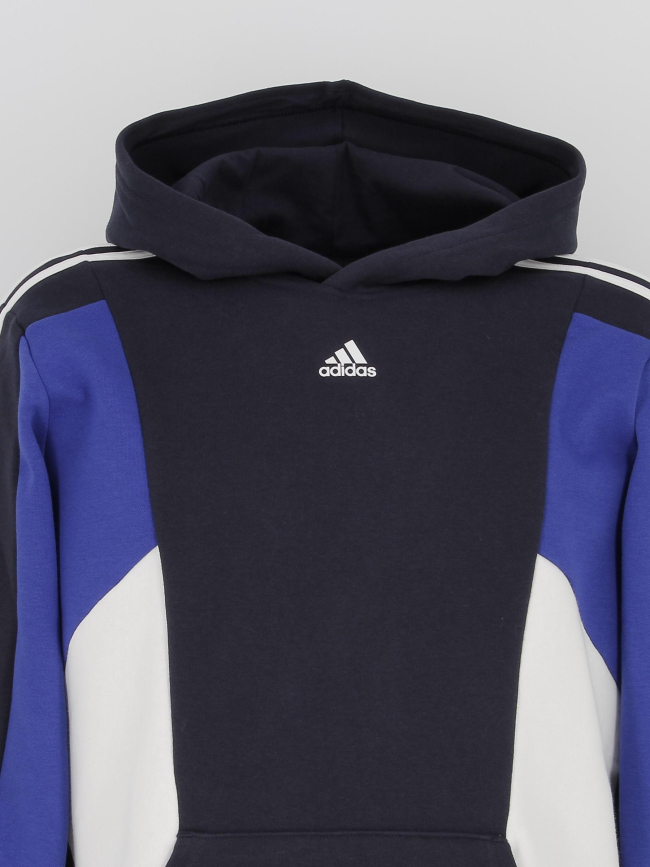 Sweat à capuche 3S colorblock bleu marine garçon - Adidas