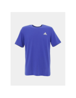 T-shirt uni classique petit logo brodé bleu homme - Adidas