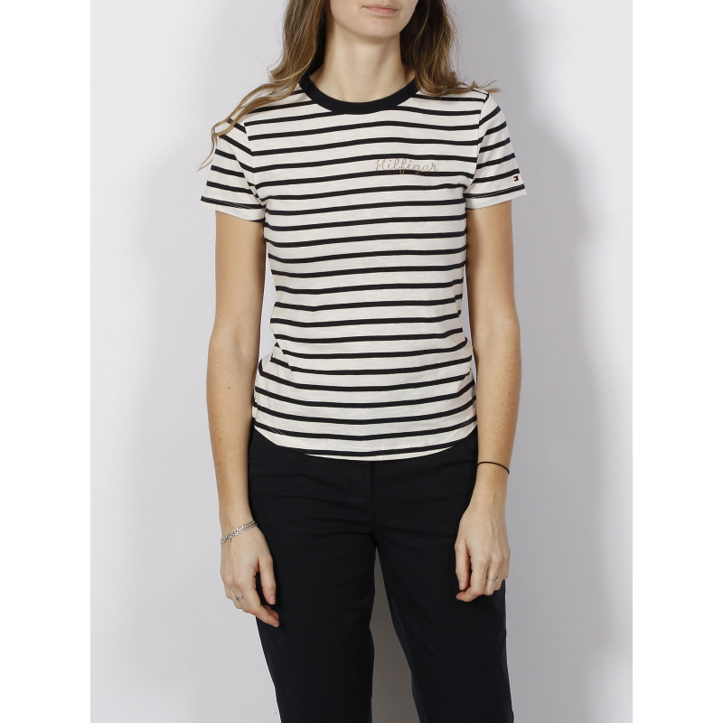 T-shirt marinière logo bleu marine blanc femme - Tommy Hilfiger