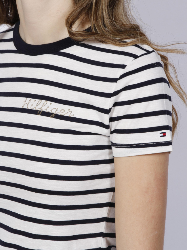 T-shirt marinière logo bleu marine blanc femme - Tommy Hilfiger