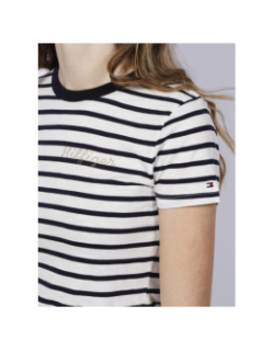 T-shirt marinière logo bleu marine blanc femme - Tommy Hilfiger