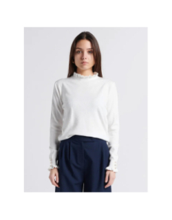 Pull à pois relief solferinos blanc femme - La Petite Etoile